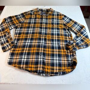 American Eagle Outfitters Orange and Black Plaid Shirt